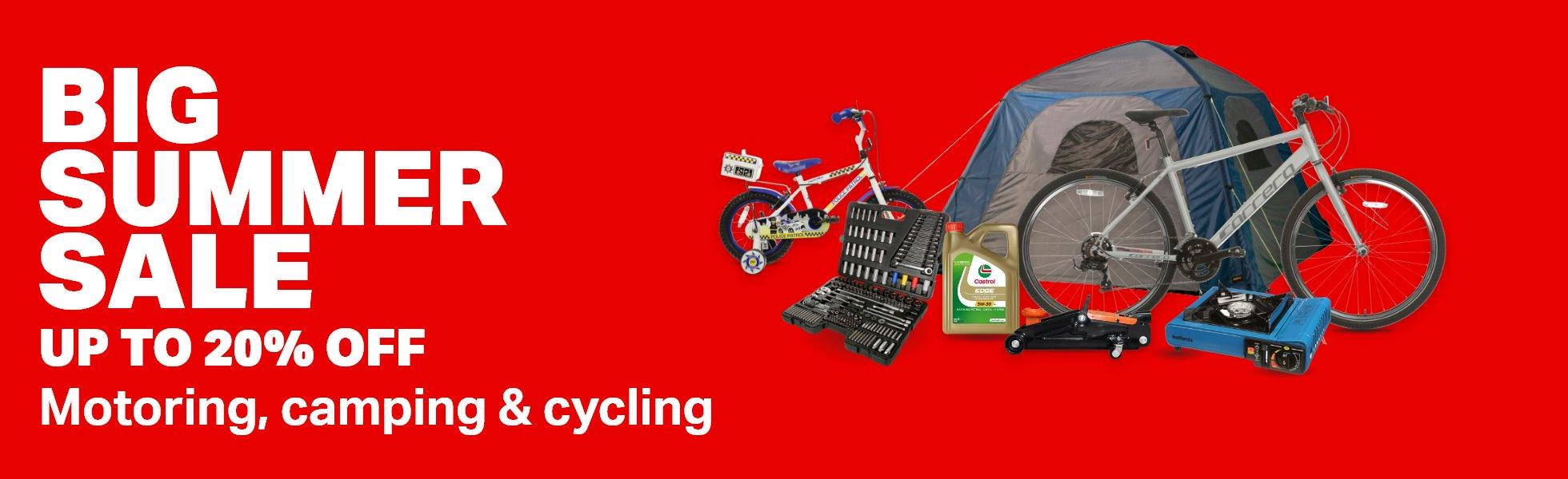 BIG SUMMER SALE Up to 20% off Motoring & Cycling