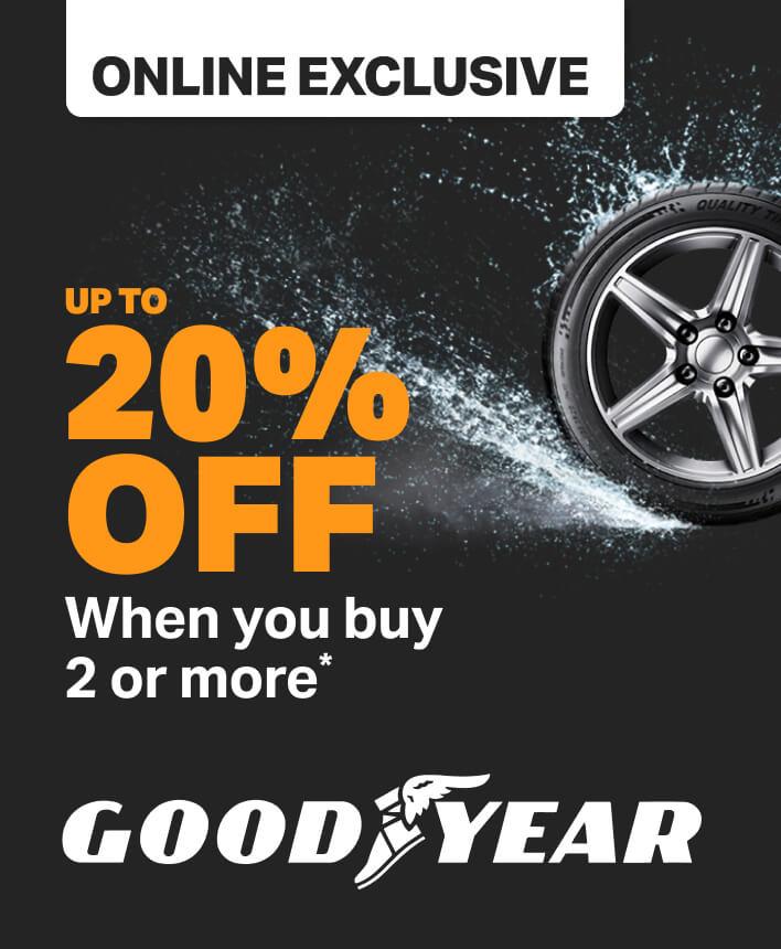 Up to 20% Off two or more Goodyear tyres 
