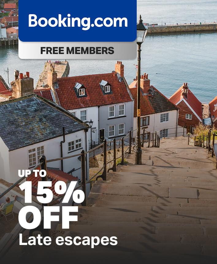 Booking,com Up to 15% off late escapes