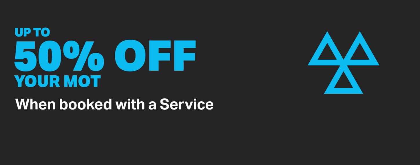 50% off MOT when booked with a service