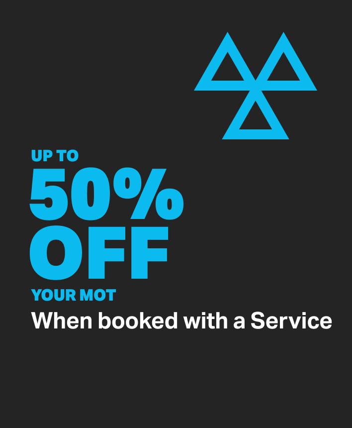 50% off MOT when booked with a service