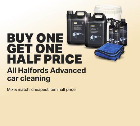 Buy one get one half price on all Halfords Advanced car cleaning