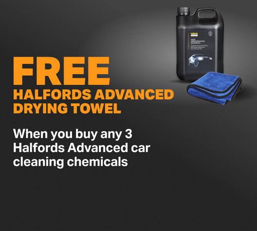 Cleaning accessories - free Halfords Advanced drying towel