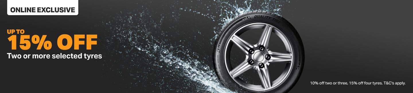 Up to 15% off two or more selected tyres