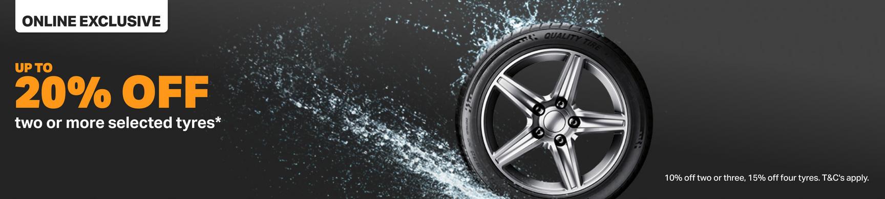 Up to 15% off two or more selected tyres