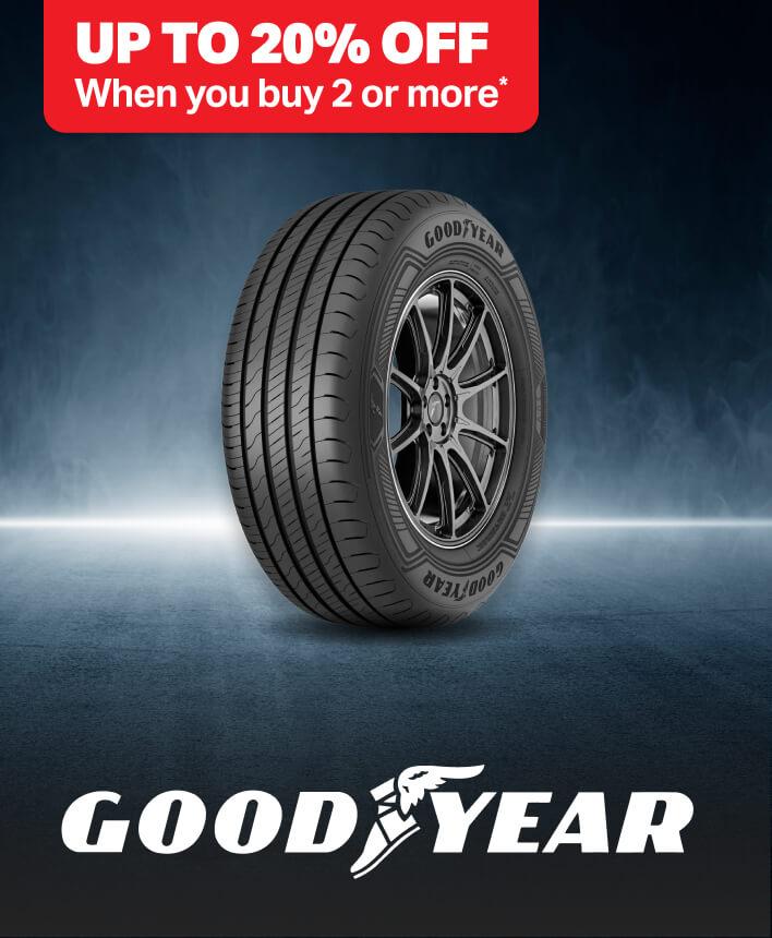 Up to 20% Off two or more Goodyear tyres 
