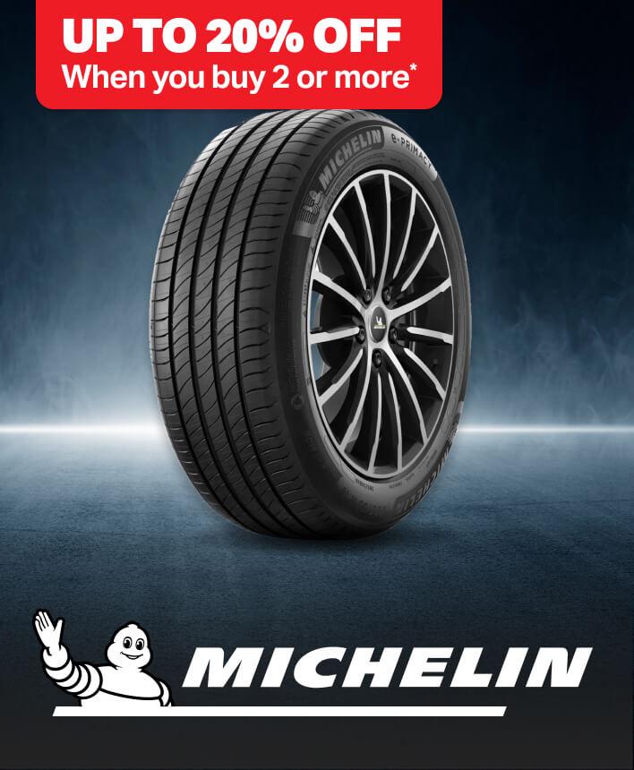 Up to 20% Off two or more Michelin tyres