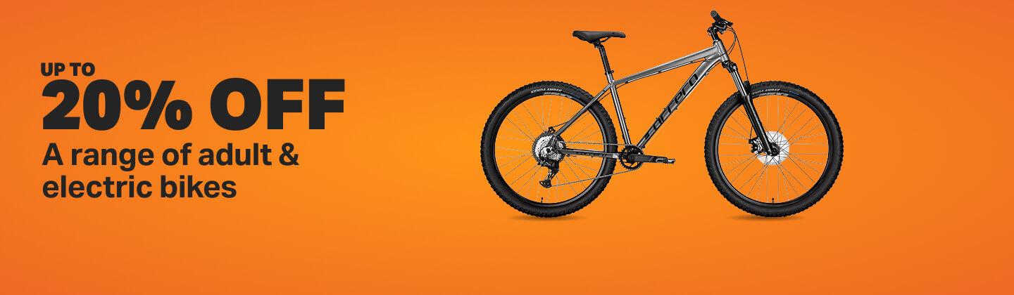 Up to 20% off a range of adult & electric bikes