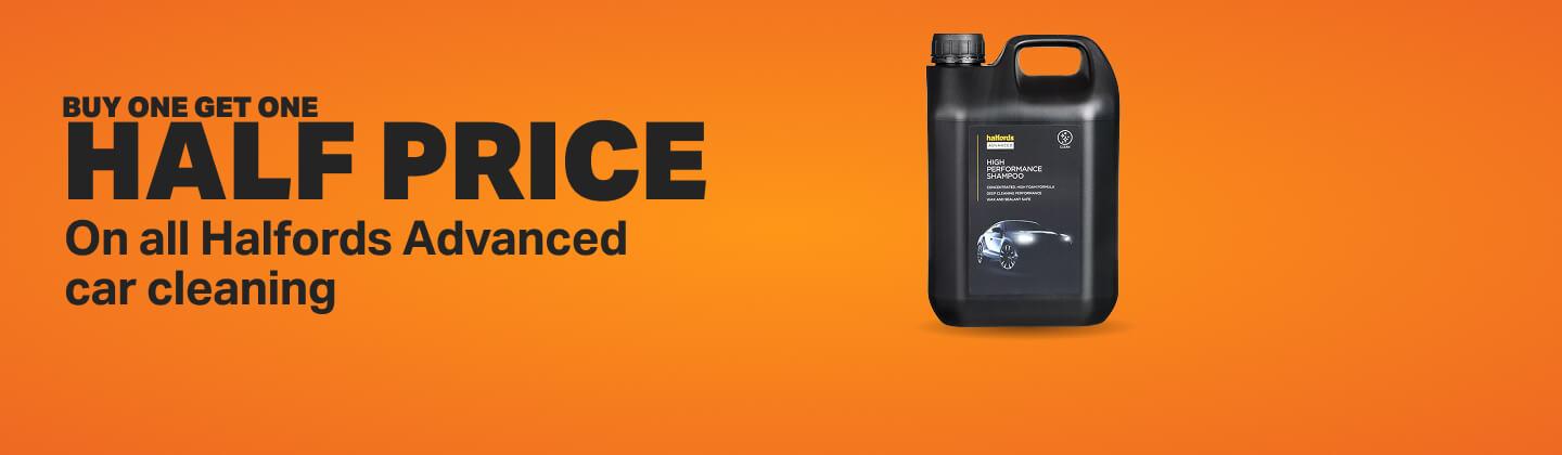 Buy one get one half price on all Halfords Advanced car cleaning