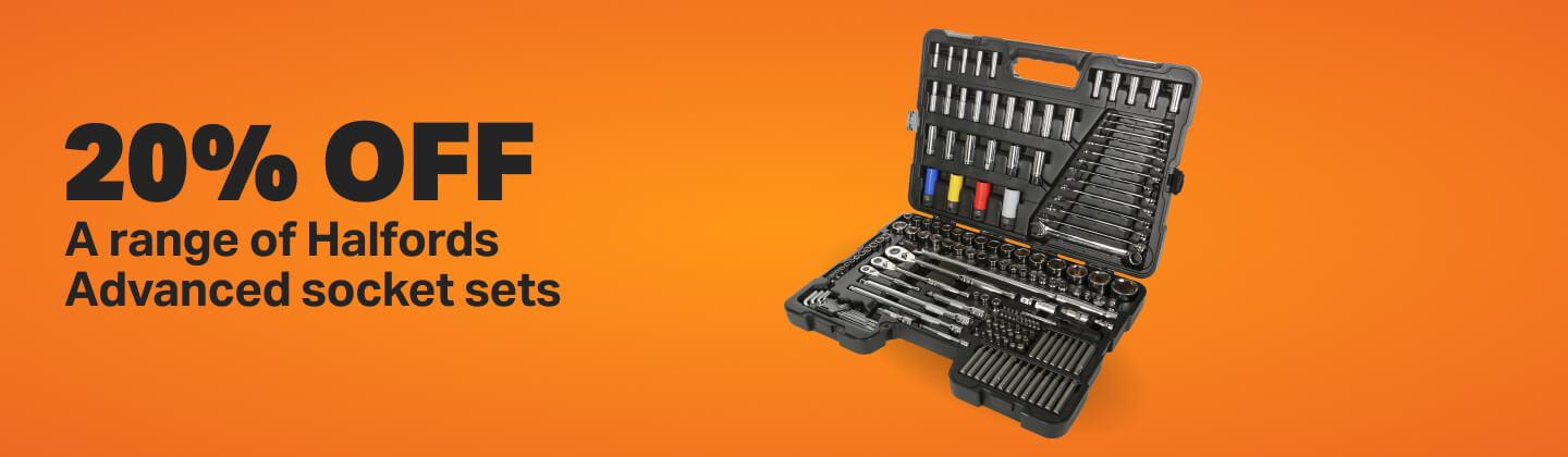 20% off a range of Halfords Advanced socket sets
