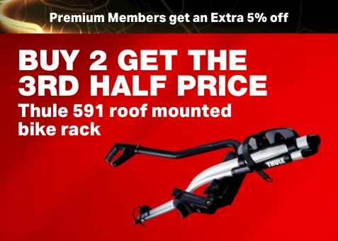Buy 2 get the 3rd half price thule 591 roof mounted bike rack 