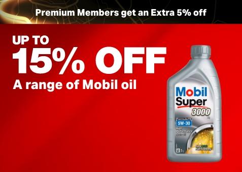 up to 15% off a range of mobil oil 