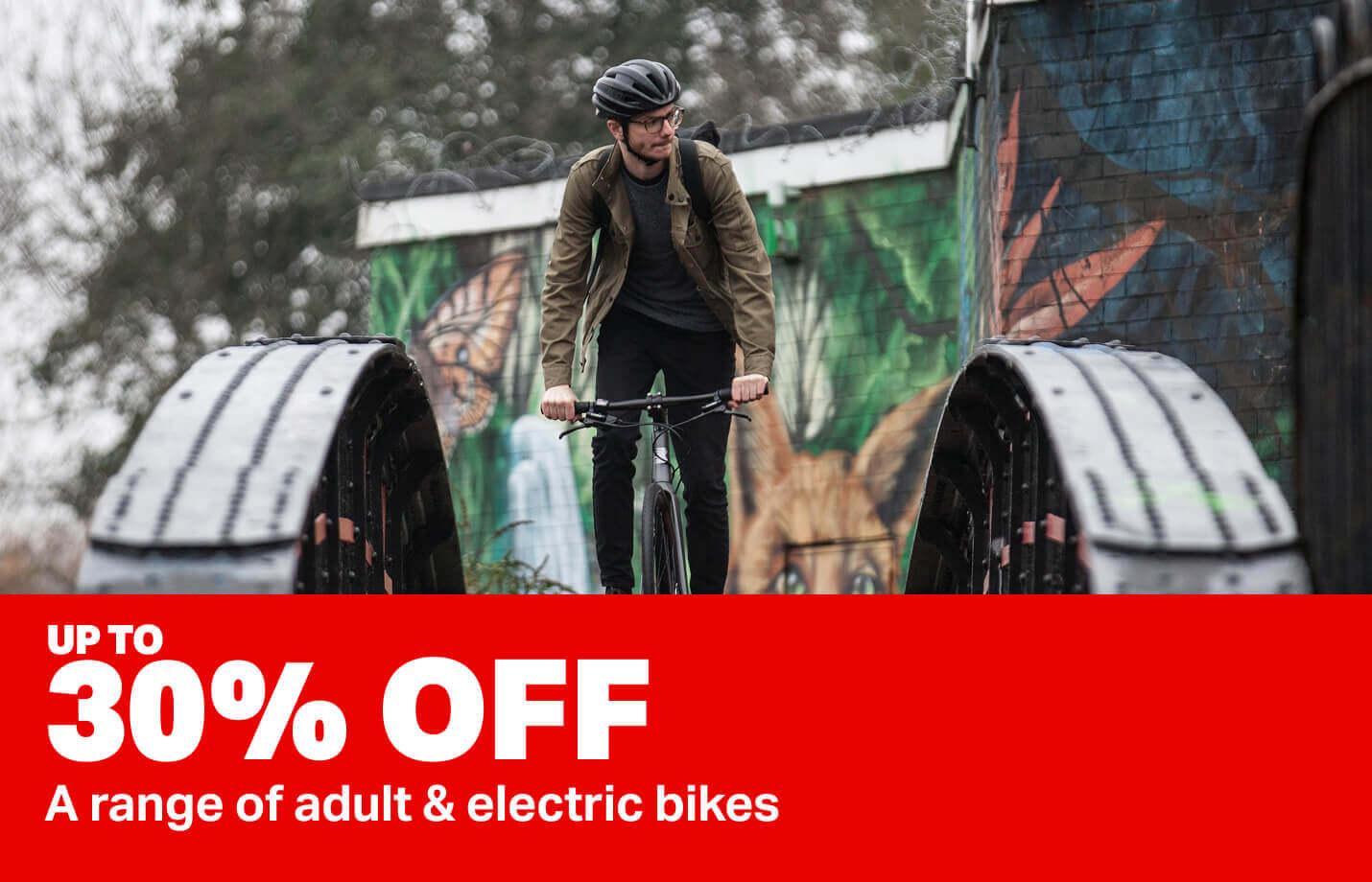 Up to 30% off a range of adult and electric bikes