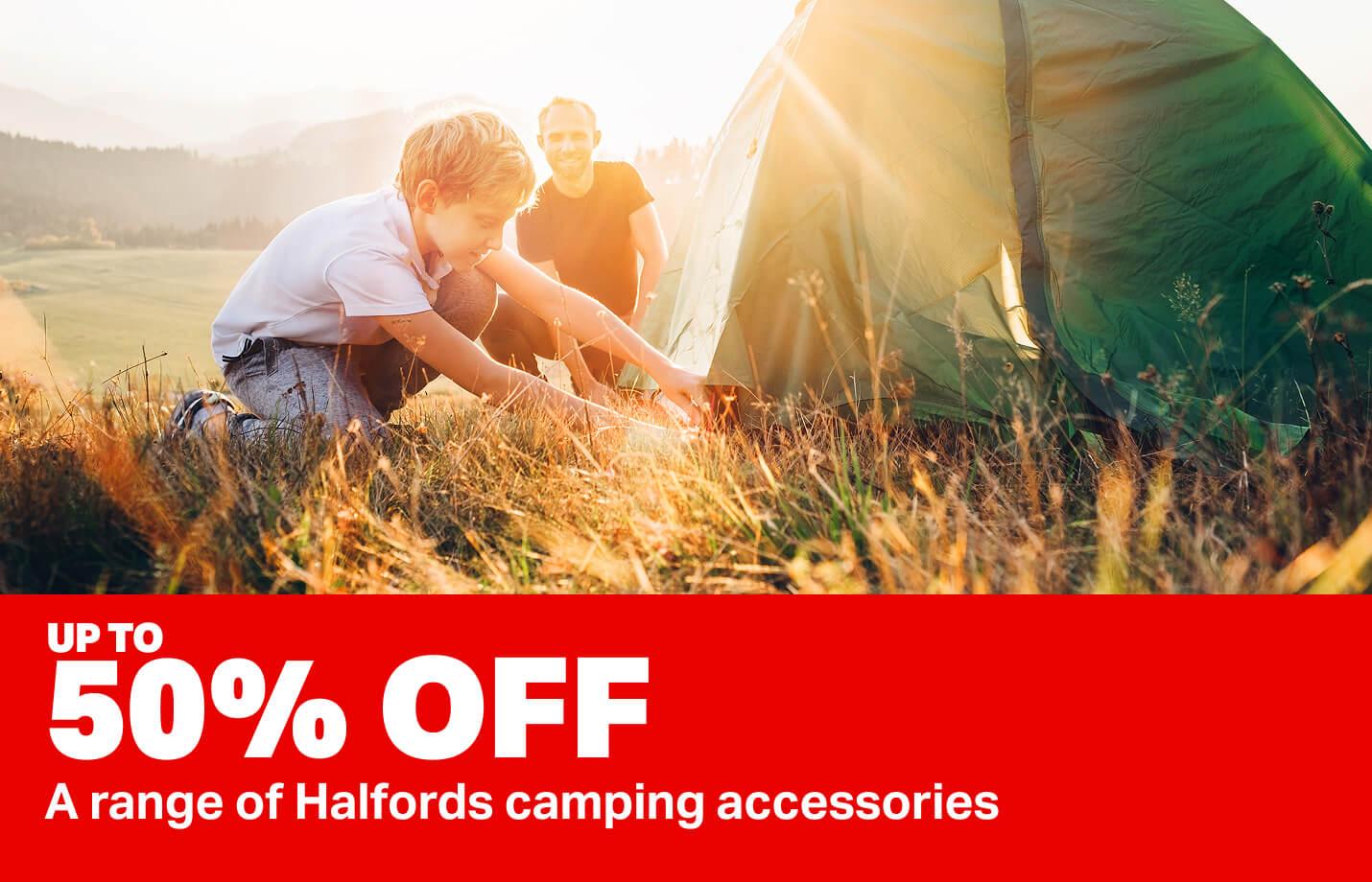 Up to 50% off a range of Halfords camping accessories