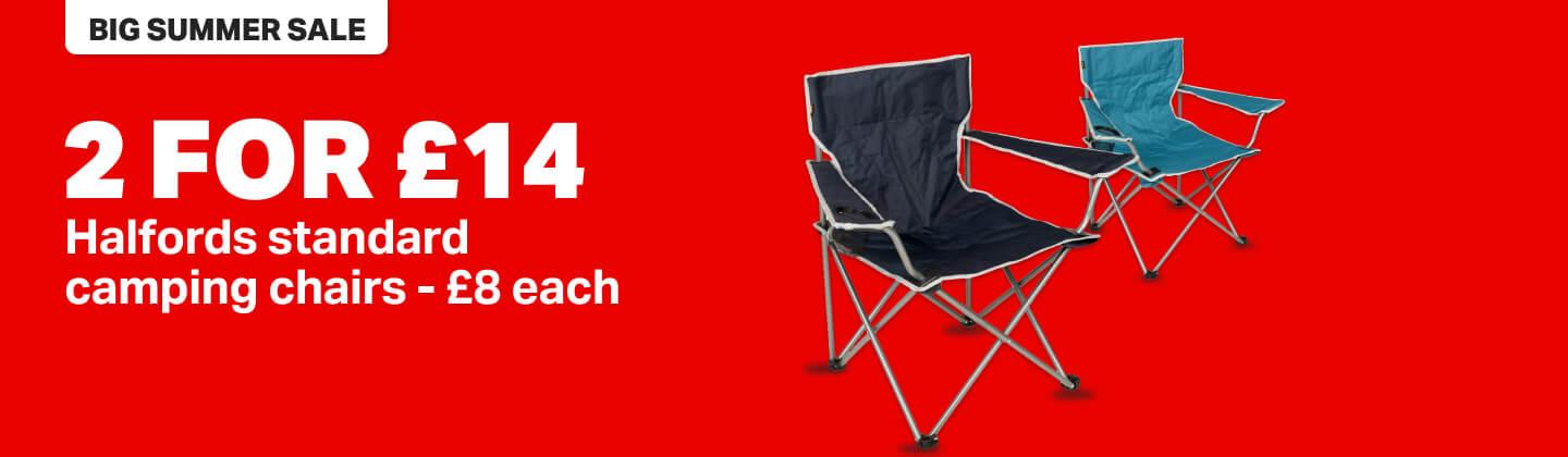 2 for £14 Halfords standard camping chairs