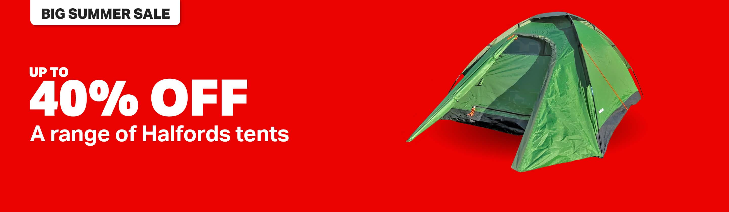 UP TO 40% OFF a range of Halfords tents