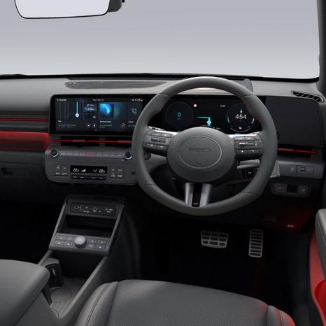 Hyundai Kona - Interior shot of the steering wheel and dashboard