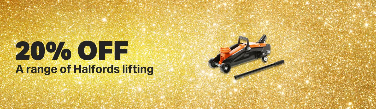 20% a range of Halfords lifting: 