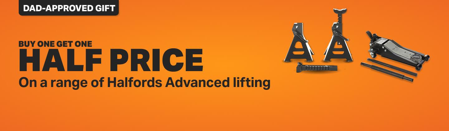 Buy one get one half price on a range of Halfords Advanced lifting 