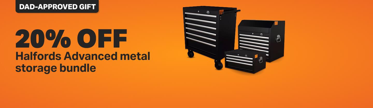20% off Halfords Advanced metal storage bundle