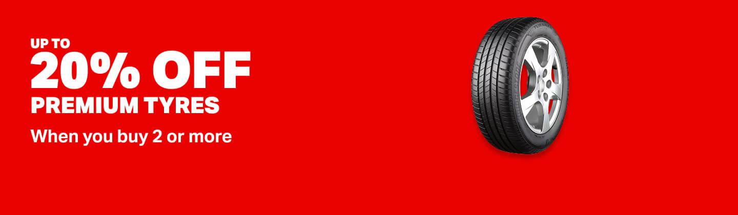 Up to 20% Off two or more selected tyres