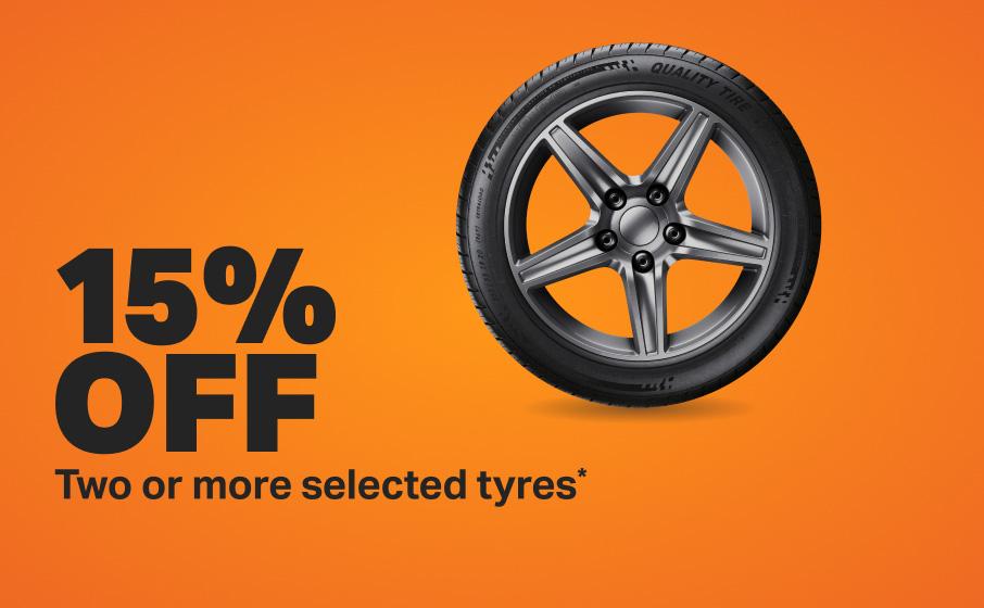 Up to 15% Off two or more selected tyres 