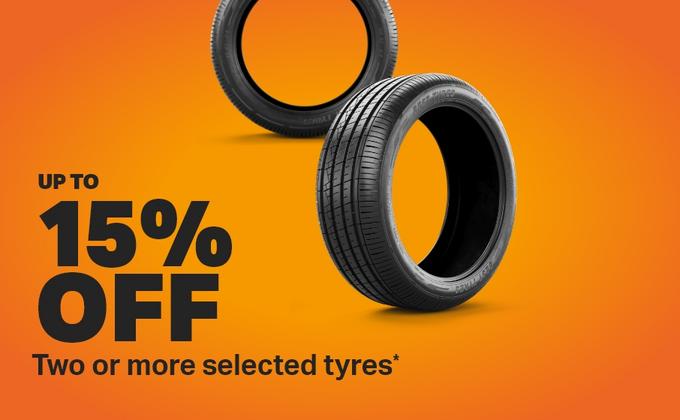 Up to 15% off 2 or more selected tyres*