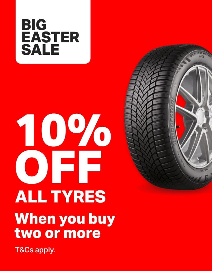 10% OFF
          All tyres when you buy two or more