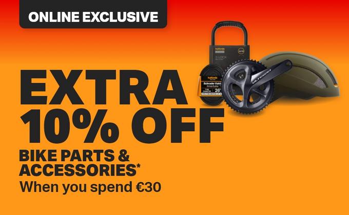Extra 10% off Bike Parts and Accessories when You Spend £30* Use code: CYCLING10 in basket