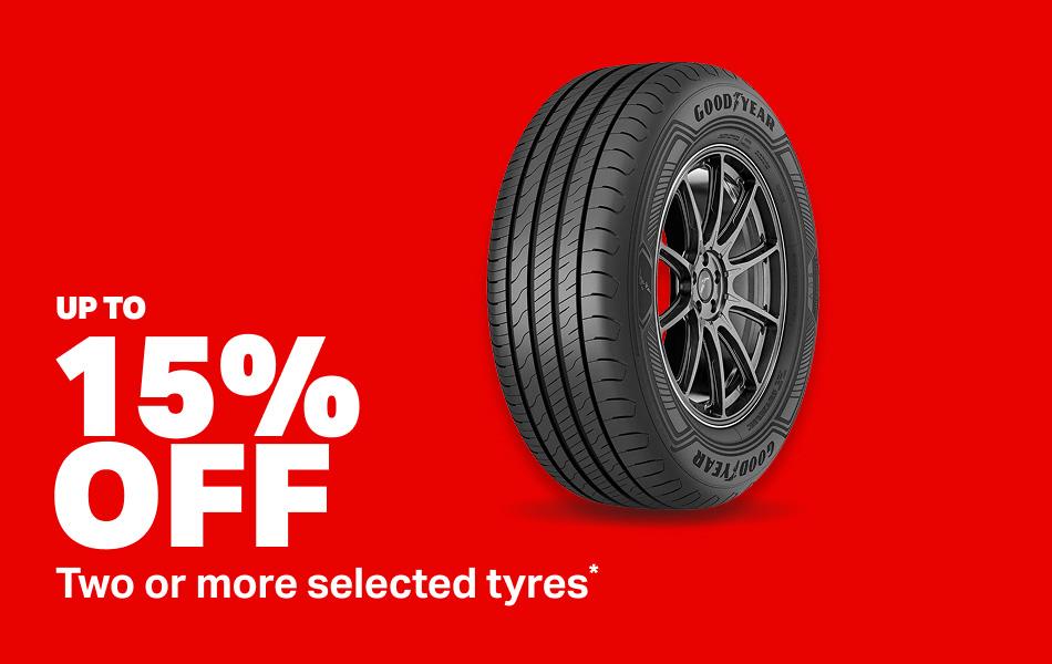 Up to 15% Off two or more selected tyres