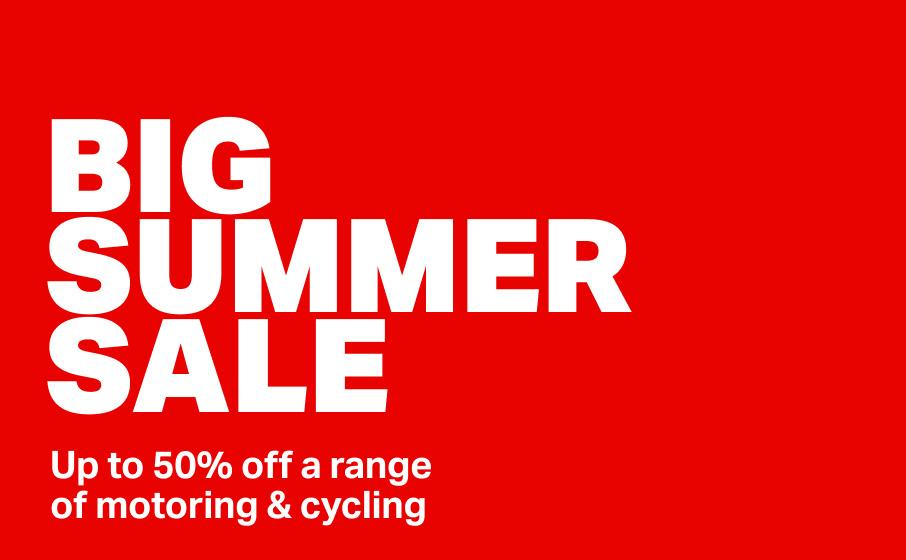 Big Summer Sale - Up to 50% off motoring and cycling