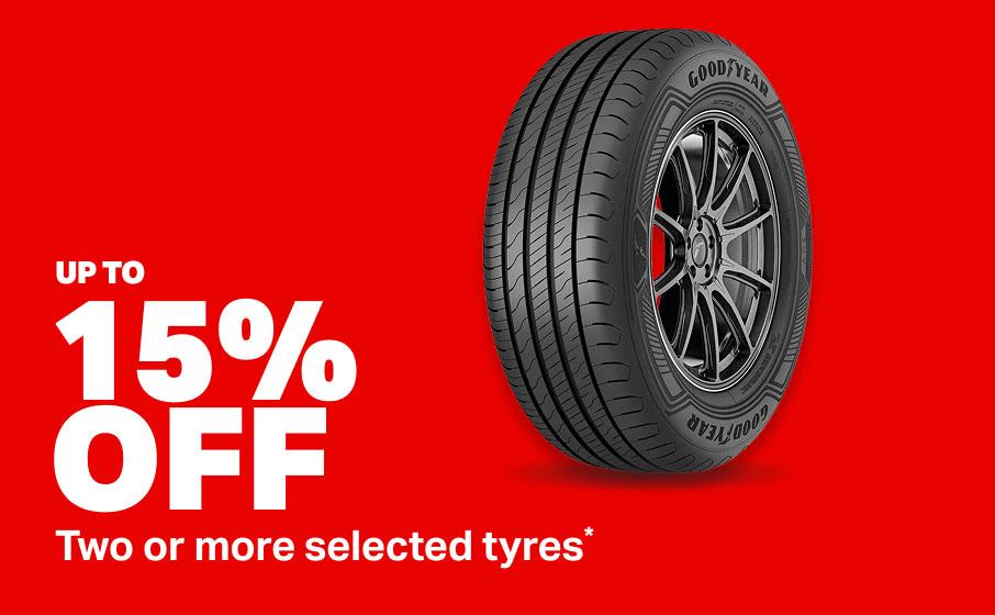 Up to 15% Off two or more selected tyres