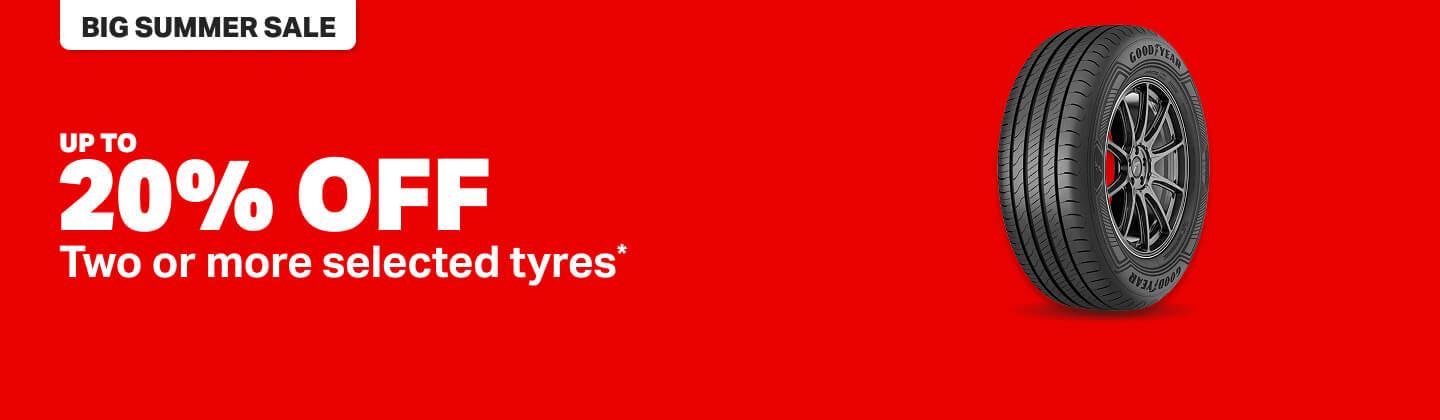 Up to 20% off 2 or more tyres