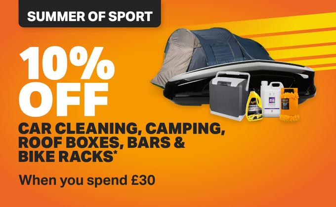 10% off Car cleaning, camping, roof boxes, bars & bike racks* When you spend £30 Use code: SPORT10