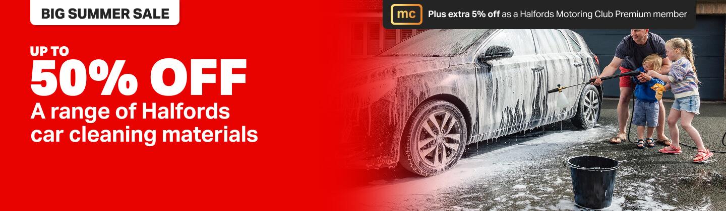 Up to 50% off a range of Halfords car cleaning materials