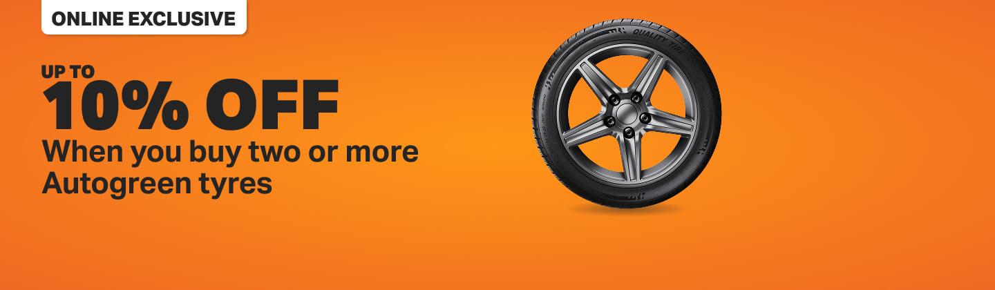 10% off 2 or more Autogreen tyres