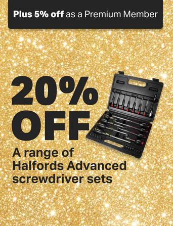 20% off a range of halfords advanced screwdriver sets (250548)