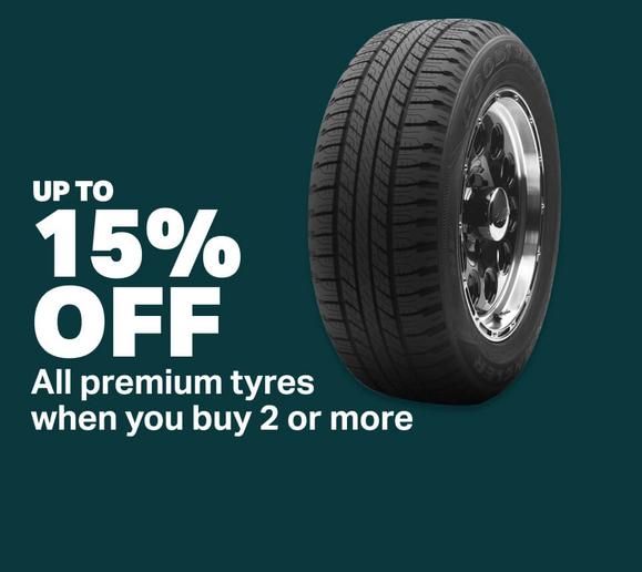 Up to 15% off Premium Tyres