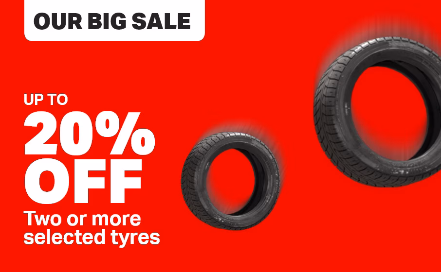 Up to 20% off 2 or more selected tyres