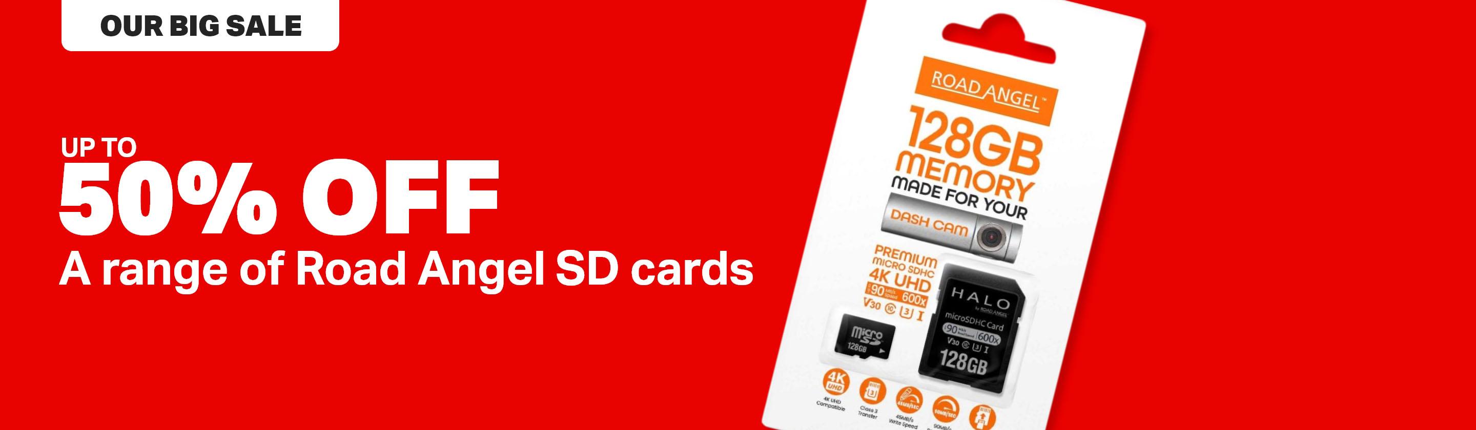 50% off on Road Angel SD cards 