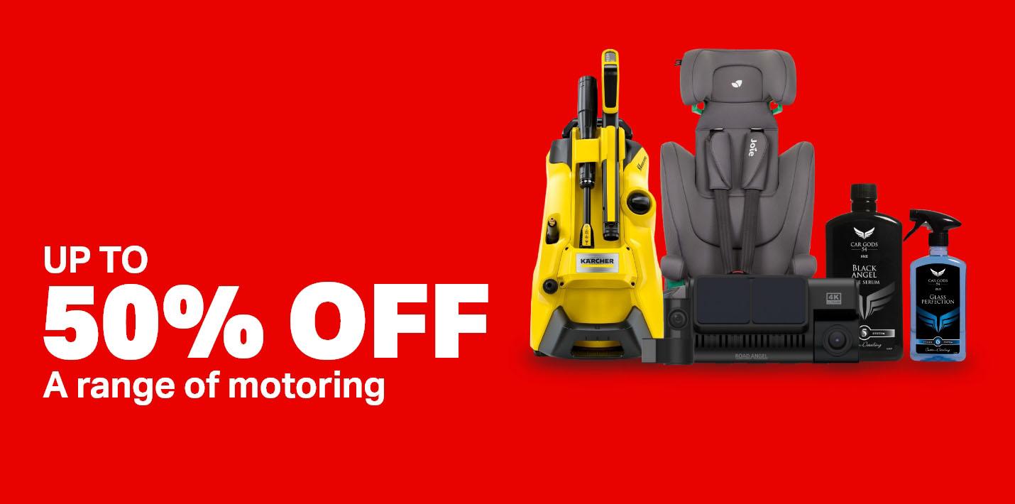 Save up to 50% off Motoring