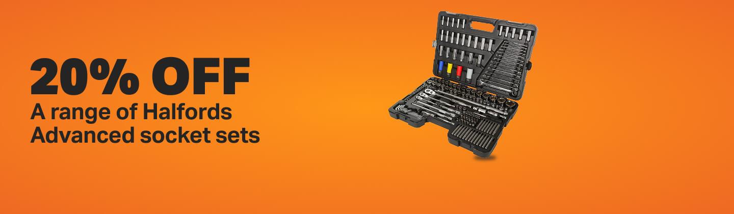 20% off a range of Halfords Advanced socket sets 