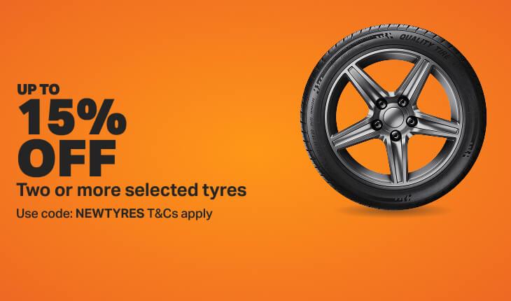 UP TO 15% OFF Two or more selected tyres
