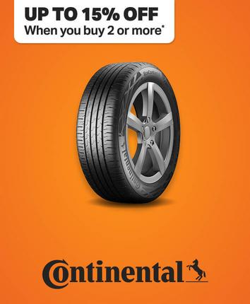 Up to 15% off two or more Continental Use code NEWTYRES