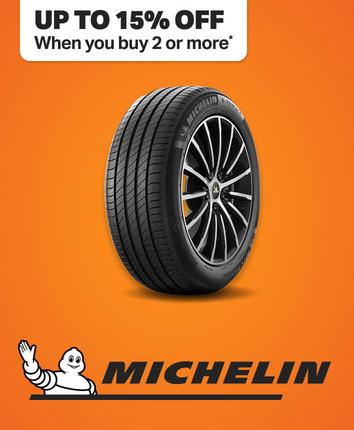 Up to 15% off two or more Michellin Use code NEWTYRES