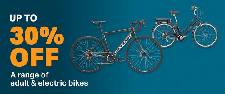 Up to 30% off a range of adult & e-bikes