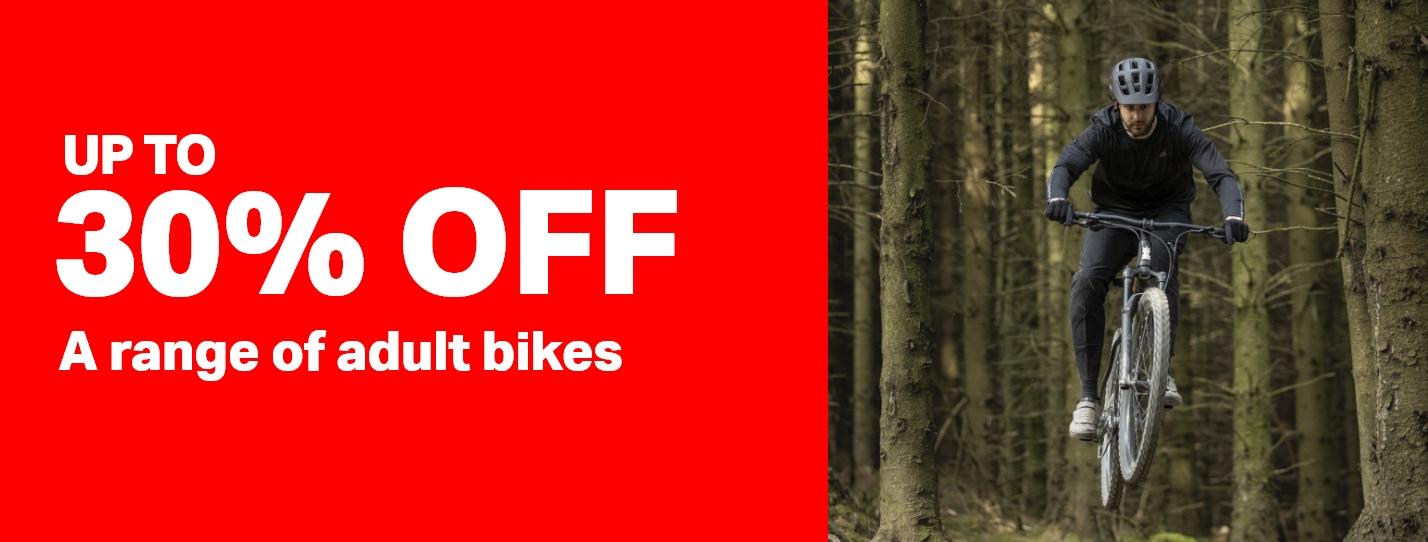 Up to 30% off a range of adult bikes 