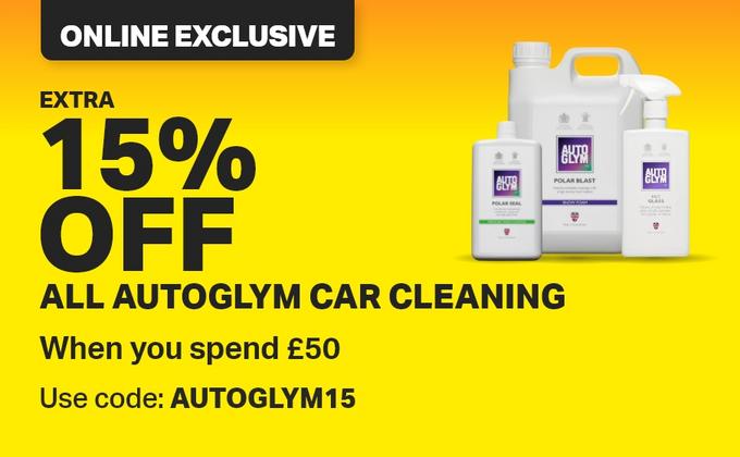 ONLINE EXCLUSIVE EXTRA 15% OFF ALL AUTOGLYM CAR CLEANING When you spend £50 Use code: AUTOGLYM15