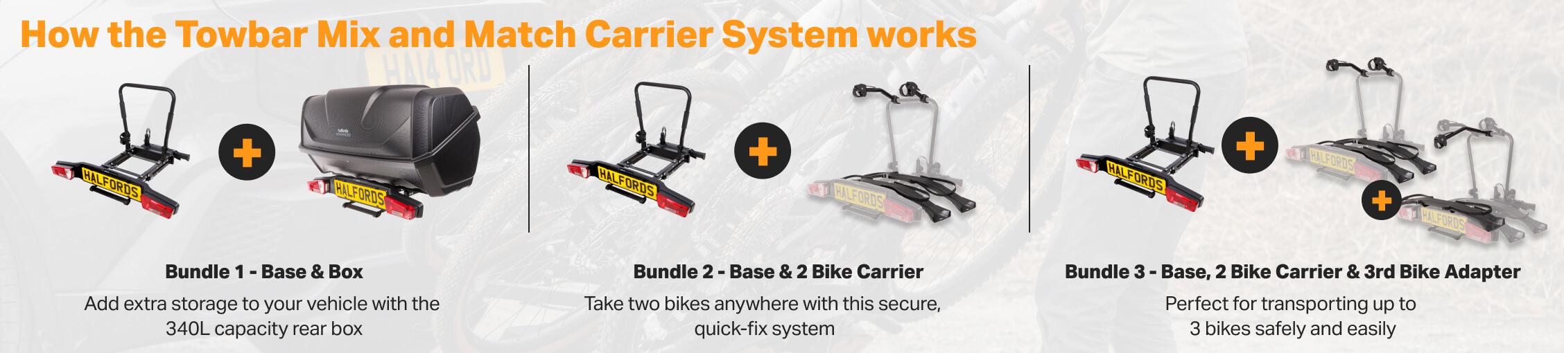 How the towbar mix and match carrier system works