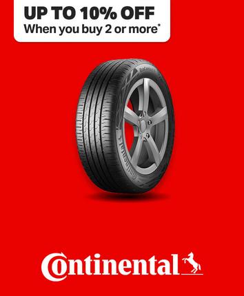 Up to 15% off two or more Continental Use code NEWTYRES